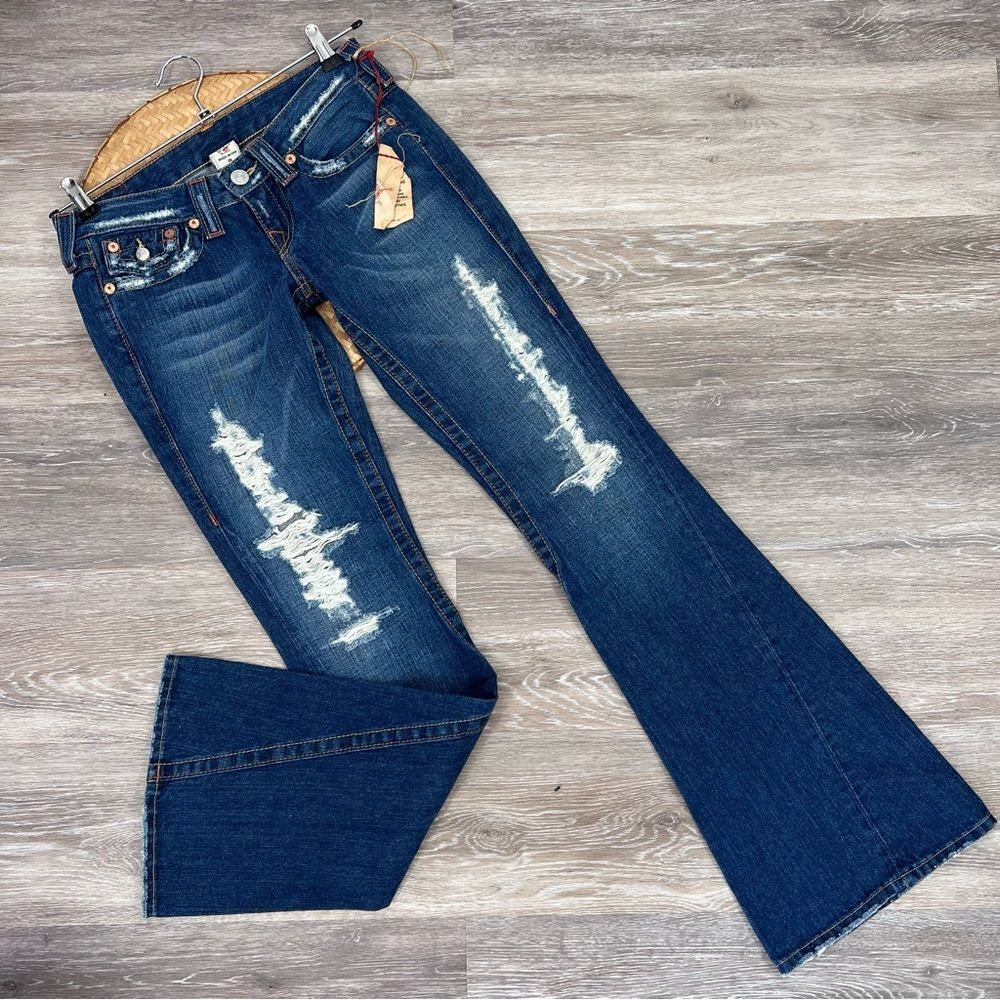 Nwt vintage true Religion Y2k 2004 flare leg super low rise jeans